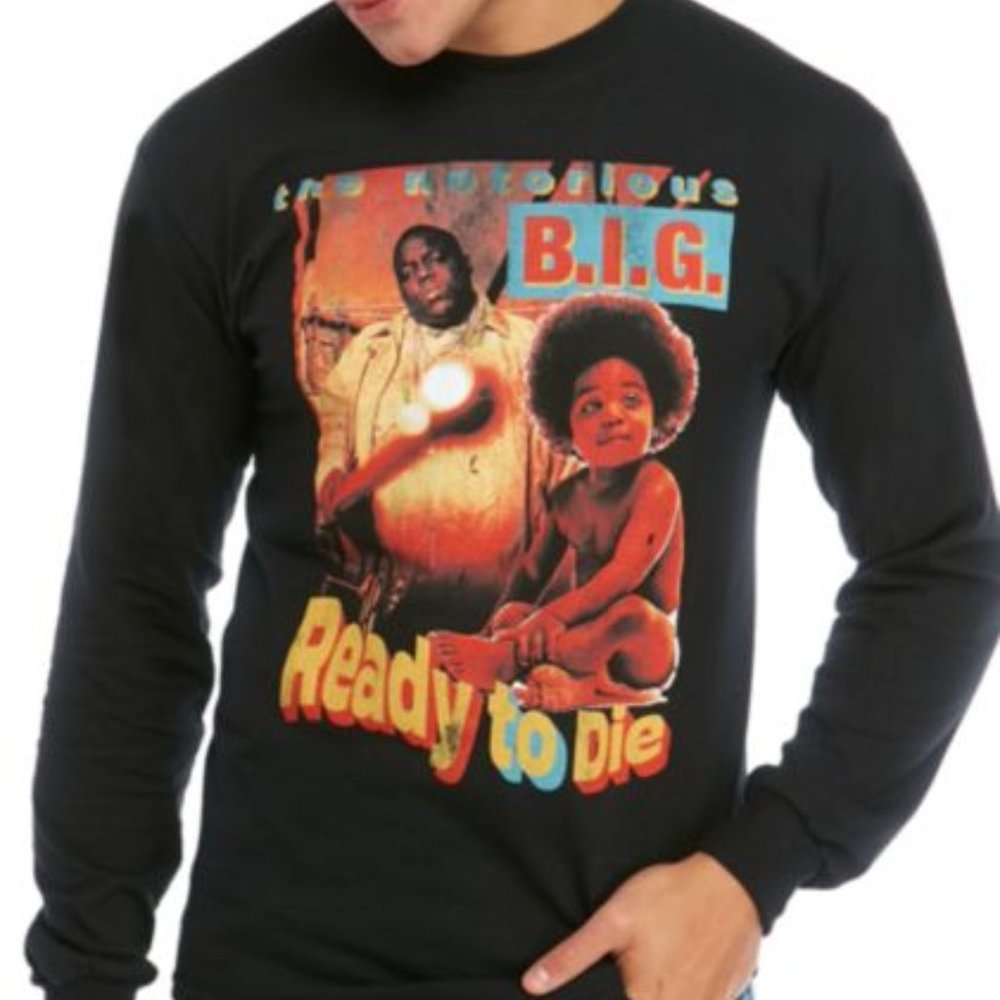 Notorious BIG Biggie Long Sleeve Black Graphic Tee